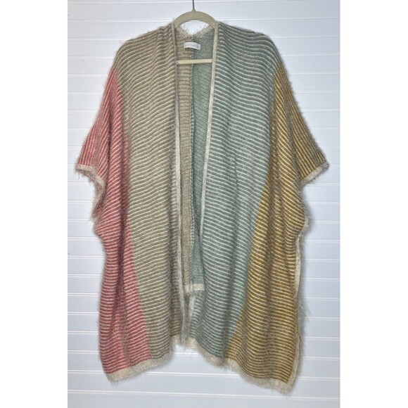 House of Harlow 1960 Pink and Green Color-Block Poncho Sweater Size L - Picture 3 of 14